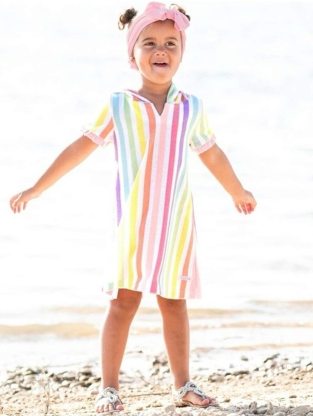 Ruffle Butts Rainbow Dream Stripe Ruffle Terry Cover-Up- 6